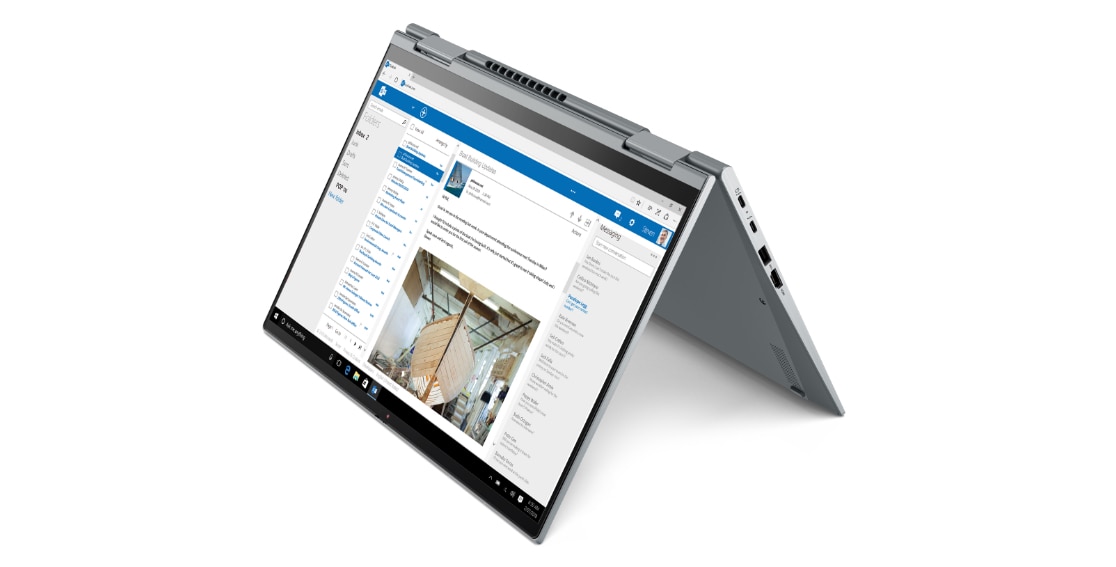 Lenovo ThinkPad X1 Yoga Gen 6 convertible in tent mode.