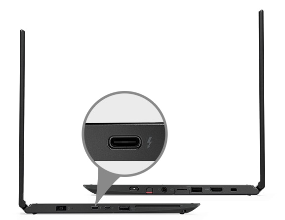 Lenovo ThinkPad X380 Yoga Side Views with USB Port Close Up