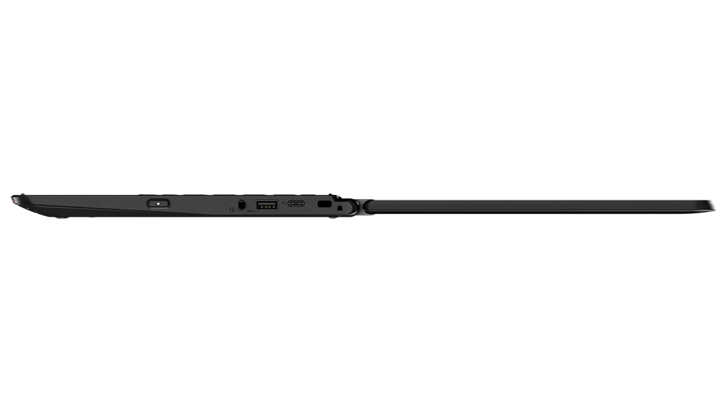 Profile view of Lenovo ThinkPad Yoga 11e (5th gen) laptop open 180 degrees.