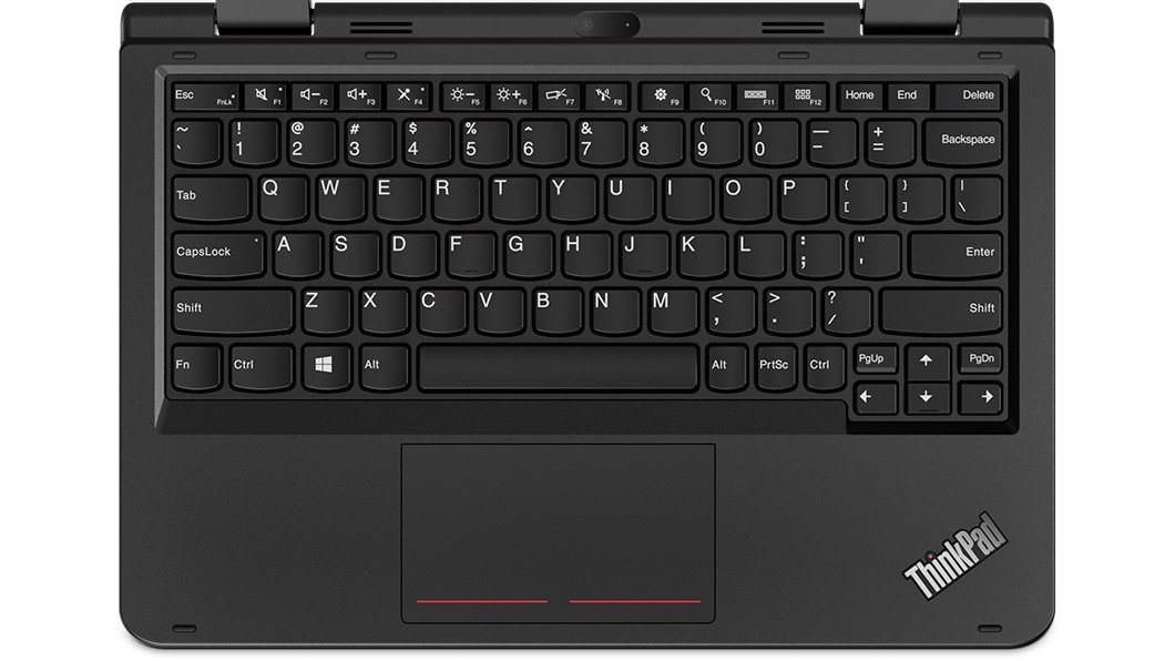 Keyboard with screen folded back 360 degrees on the Lenovo ThinkPad Yoga 11e (5th gen) laptop.