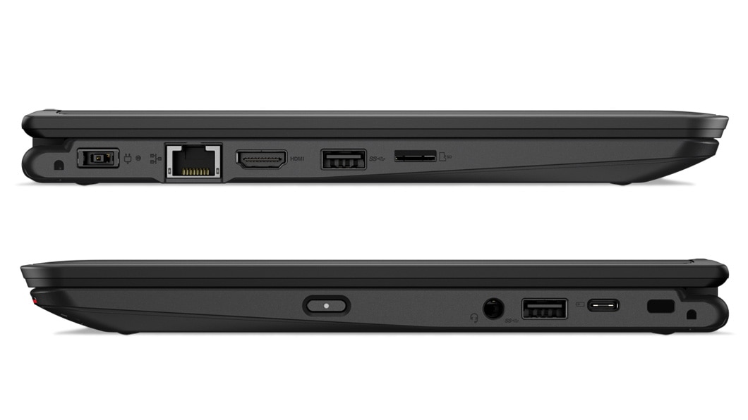 Close-up side views of Lenovo ThinkPad Yoga 11e (5th gen) laptop with top closed.