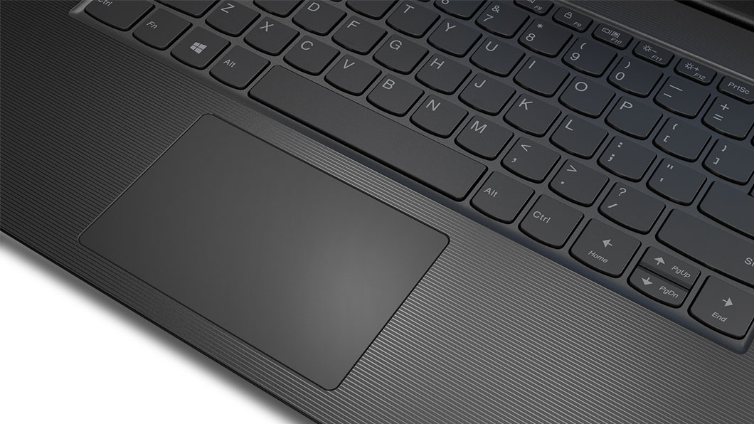 Detail of one-piece touchpad on the Lenovo V130 (14) laptop.