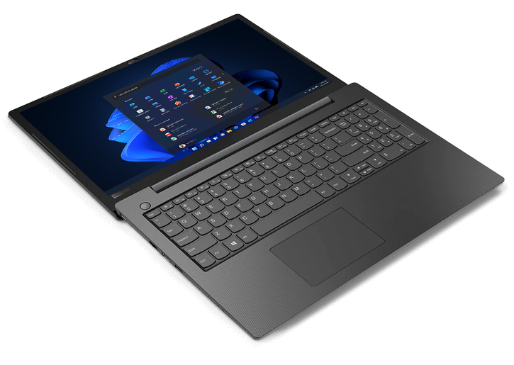 Lenovo V130 (15) laptop open 180 degrees.