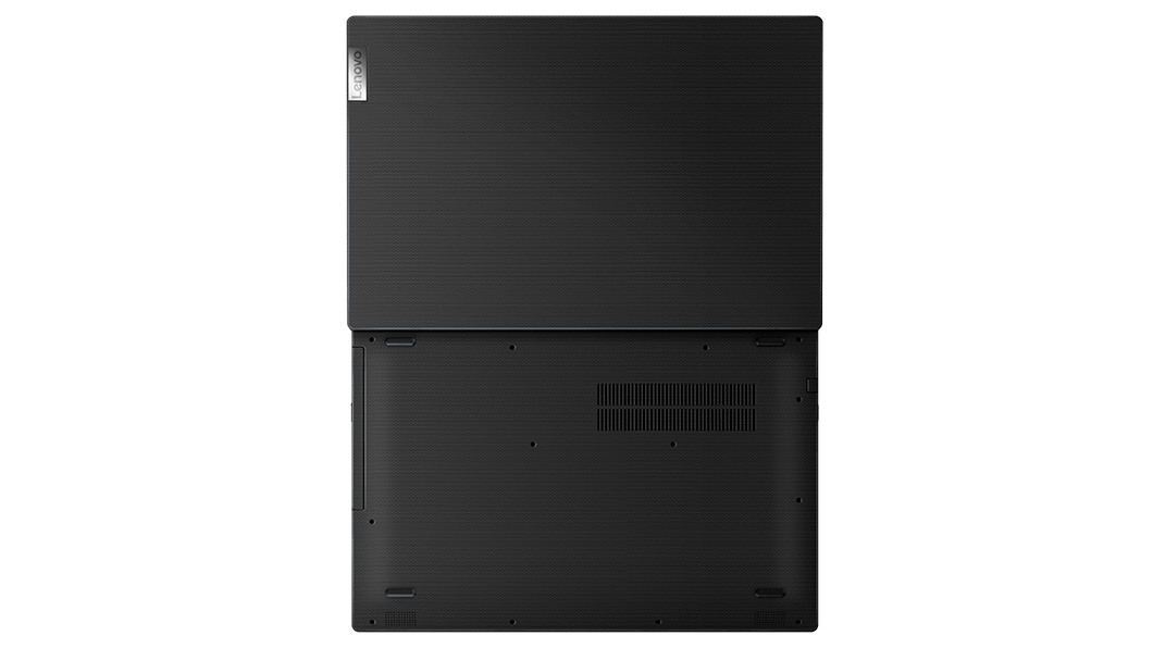 Lenovo V145 (15) laptop open 180 degrees, back view.