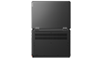 Thumbnail: Overhead shot of the backside of the Lenovo 13w Yoga 2-in-1 open 180 degrees showing hinges and vents. 
