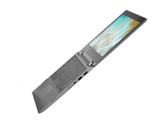 Lenovo Yoga 330 2-in-1 laptop, open 180 degrees, right side view