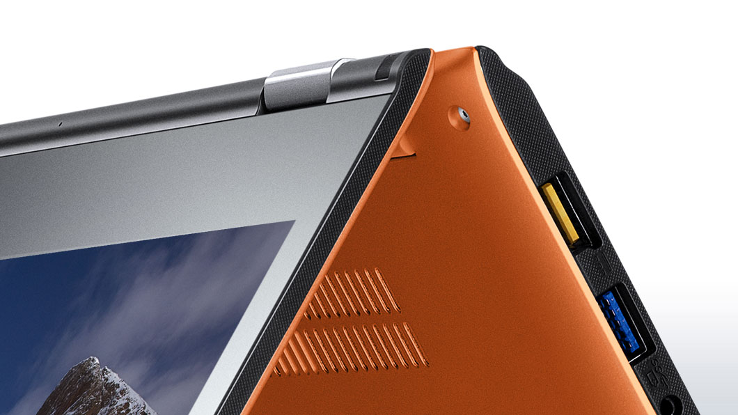 Lenovo Yoga 700 in orange, left side hinge detail