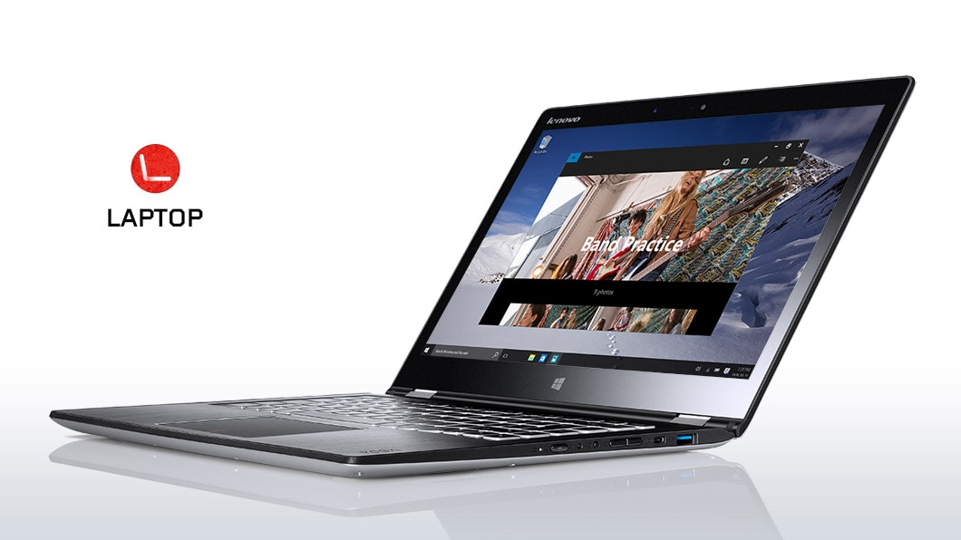 Lenovo Yoga 700 in silver, in laptop mode