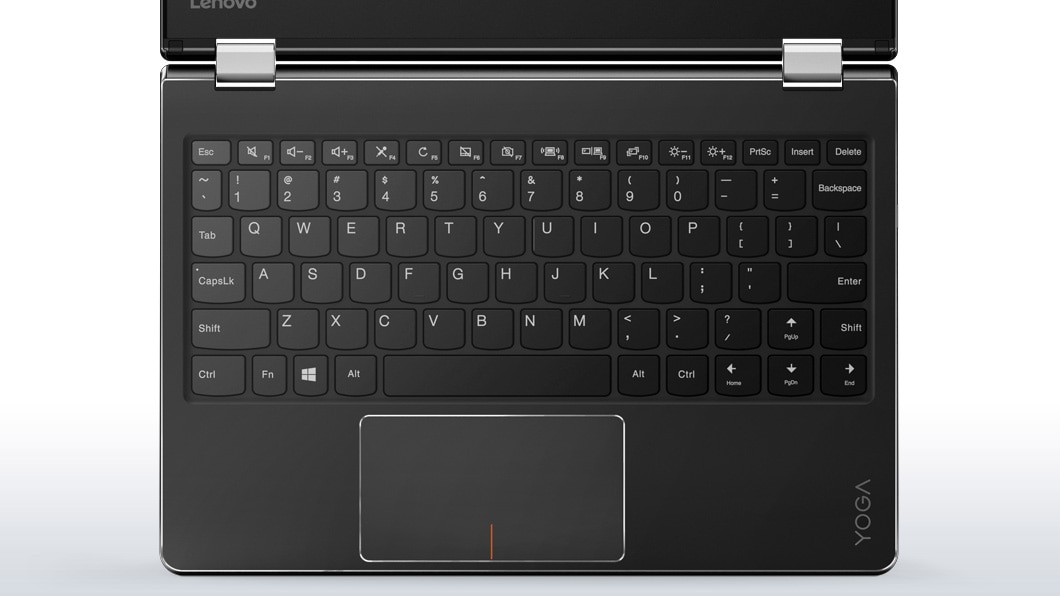 Lenovo Yoga 710 in black, overhead view of keyboard