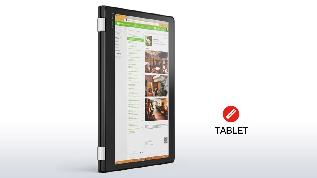 Lenovo Yoga 710 in black, in tablet mode front view