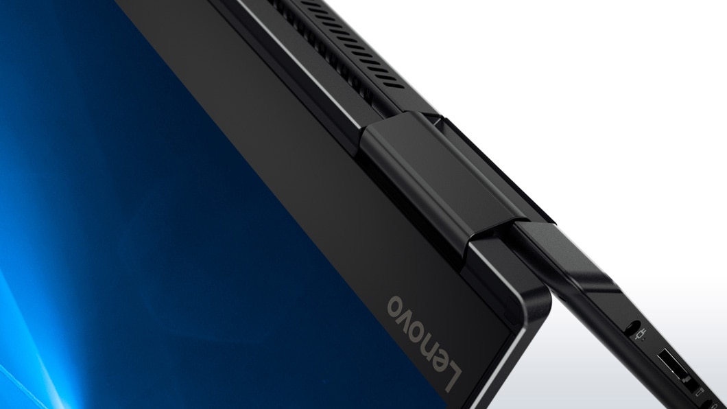 Lenovo Yoga 710 (15) in tent mode, hinge detail