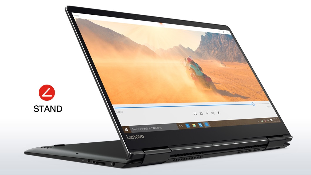 Lenovo Yoga 710 (15) in stand mode, front left side view