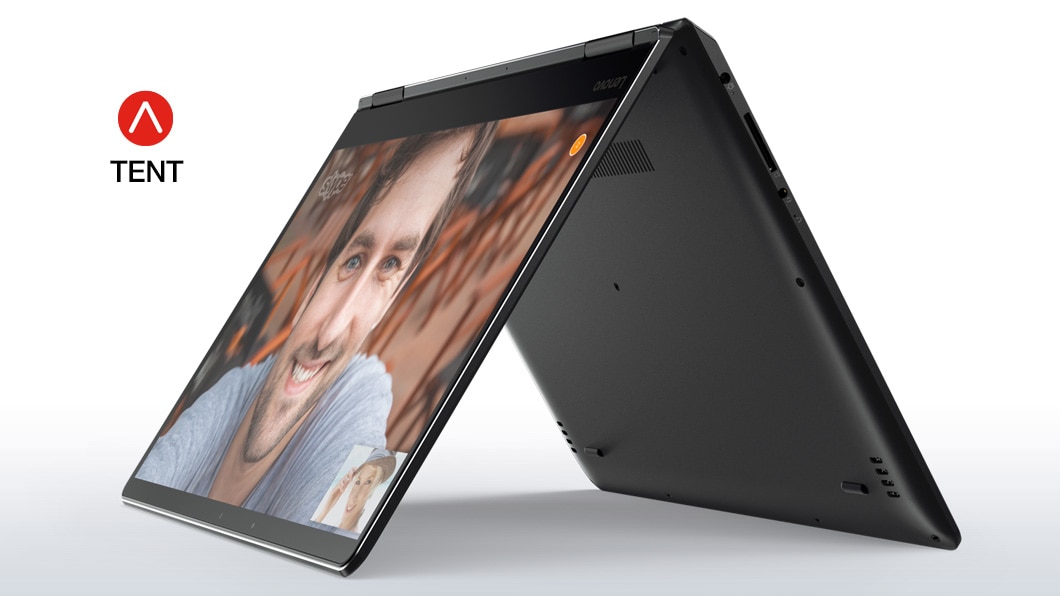 Lenovo Yoga 710 (15) in tent mode, front left side view