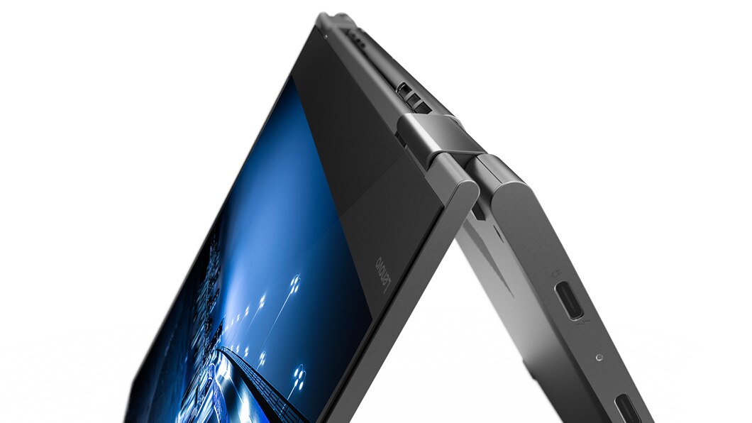 Lenovo Yoga 730 (13) in tent mode, hinge detail