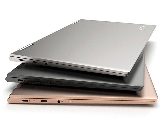Lenovo Yoga 730 (13) laptop in Iron Grey, Platinum Silver, and Copper