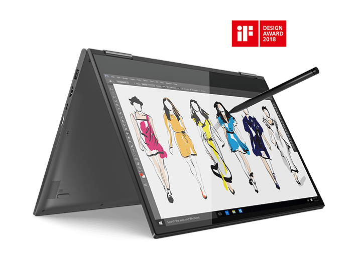 Lenovo Yoga 730 (15) in tent mode with Active Pen