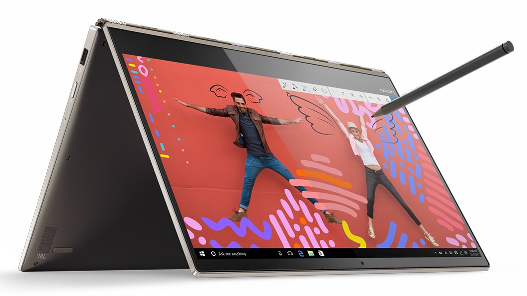 Lenovo Yoga 920 (13) in tent mode, with Active Pen 2