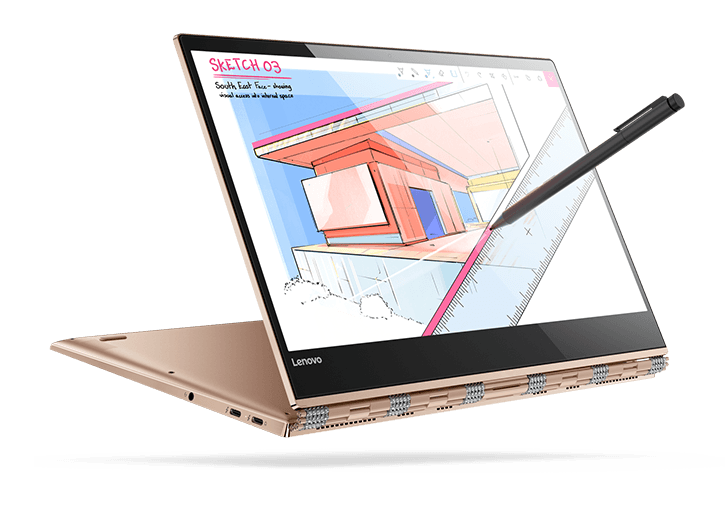 Lenovo Yoga 920 (13) in tent mode, with Active Pen 2