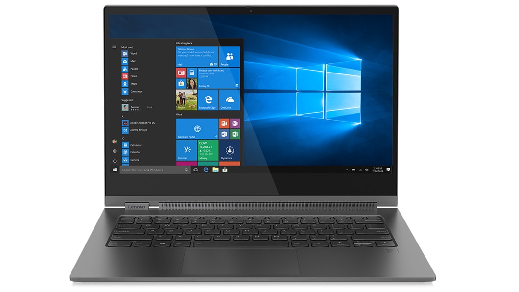 Lenovo Yoga C930, front view featuring Windows 10 Home.
