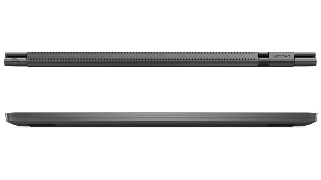 Lenovo Yoga C930 suljettuna, edestä ja takaa kuvattuna