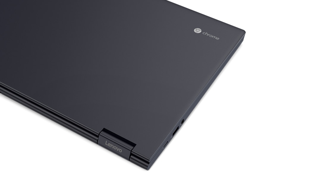View of Lenovo Yoga Chromebook C630 showing brand logos