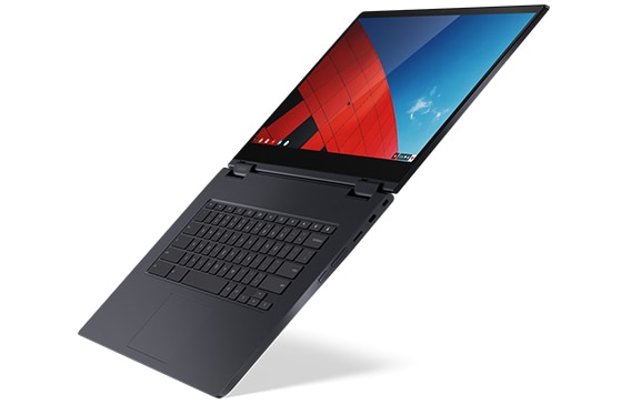 Side view of Lenovo Yoga Chromebook C630 open 180 degrees