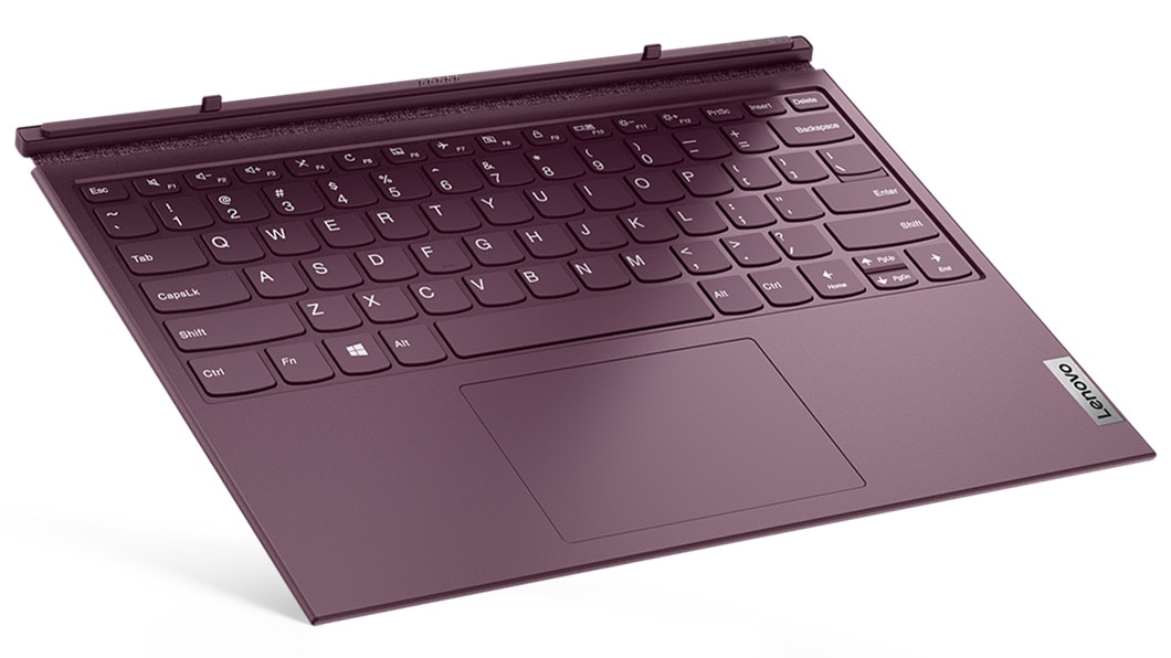 The Yoga Duet 7 detached keyboard, orchid color