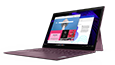 Yoga Duet 7i Gen 6 (13″ Intel) Orchid, facing left, right side view, Bluetooth® keyboard attached, and folio stand out