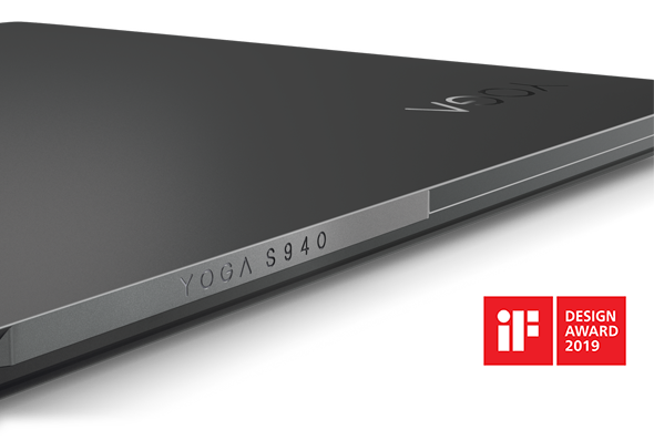 Lenovo Yoga S940, front angled closeup, device closed