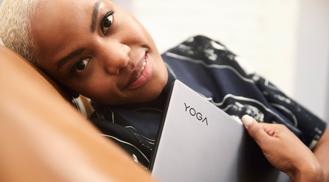 View of Yoga brand on Lenovo Yoga Slim 7 (15) 
