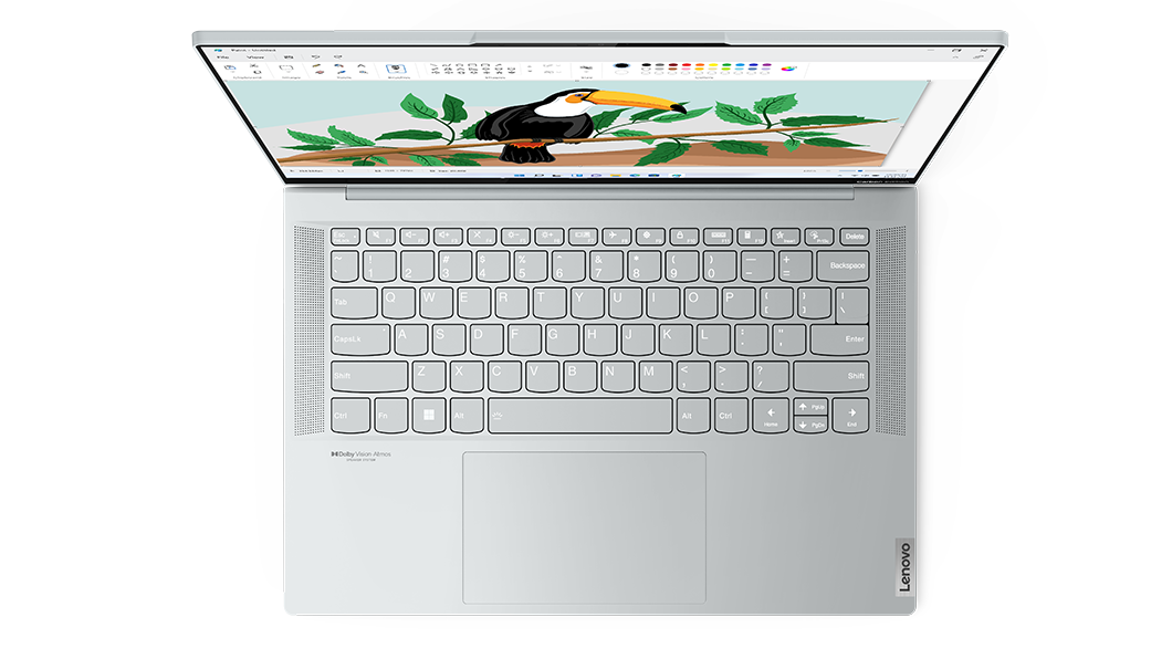 Yoga Slim 7 Carbon Gen 6 (14' AMD), Cloud Grey, top view of keyboard