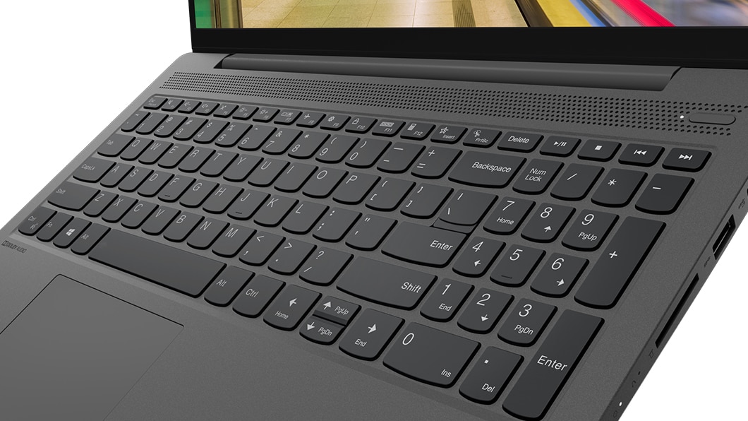 Close-up of the keyboard of the Lenovo IdeaPad 5 (15) laptop