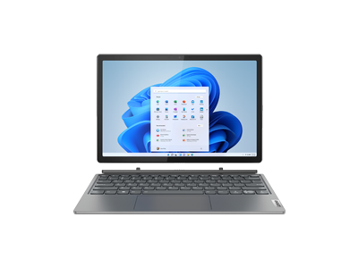 Front view of the IdeaPad Duet 5i, with the tablet slightly detached from the keyboard