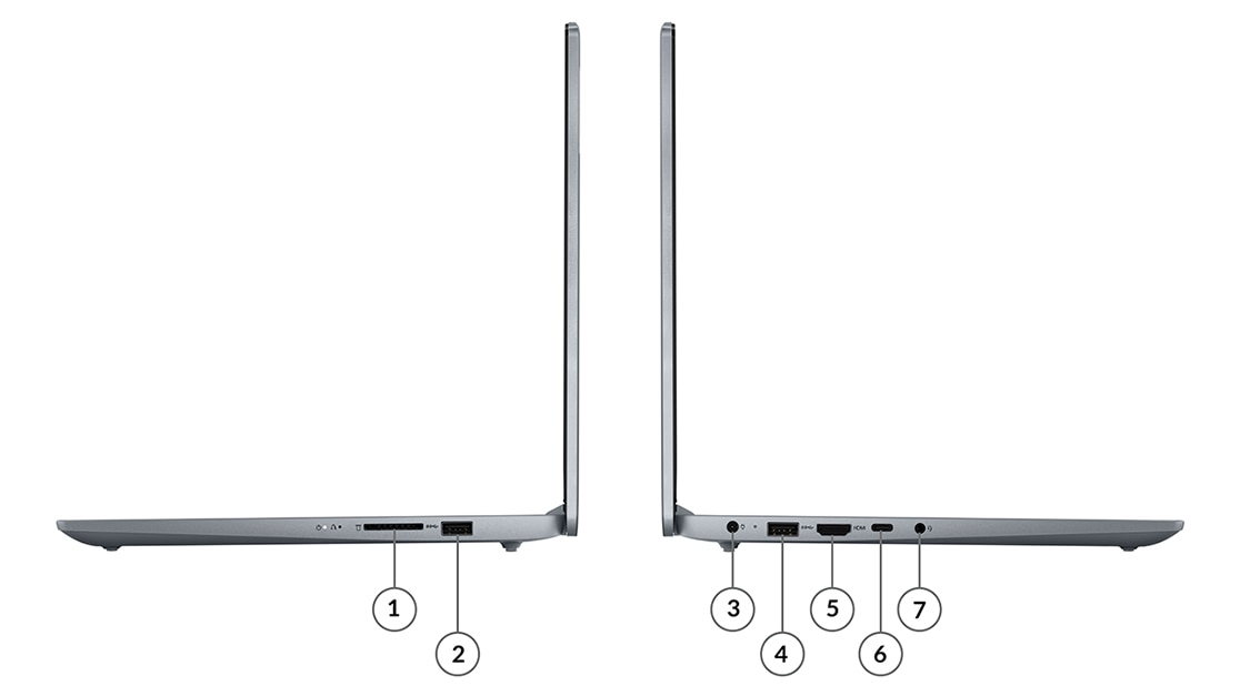 Vista de los perfiles laterales izquierdo y derecho del IdeaPad Slim 3i de 8.ª generación [35,56 cm (14″), Intel]