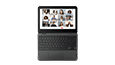 Thumbnail: Overhead shot of Lenovo 100e Chromebook Gen 3 open 180 degrees, showing display panel and keyboard.
