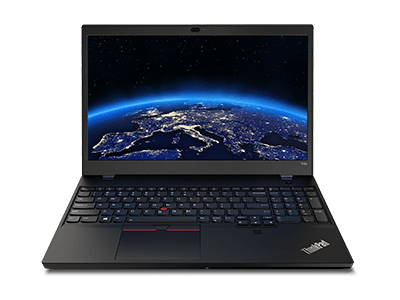 Front facing Lenovo ThinkPad T15p Gen 2 mobile workstation showing keyboard and 15.6 inch screen.
