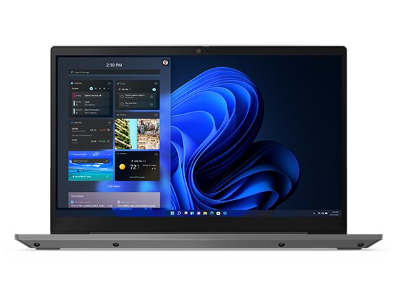 Vista frontal de la pantalla con Windows 11 Pro en la computadora portátil Lenovo ThinkBook 14 Gen 5.