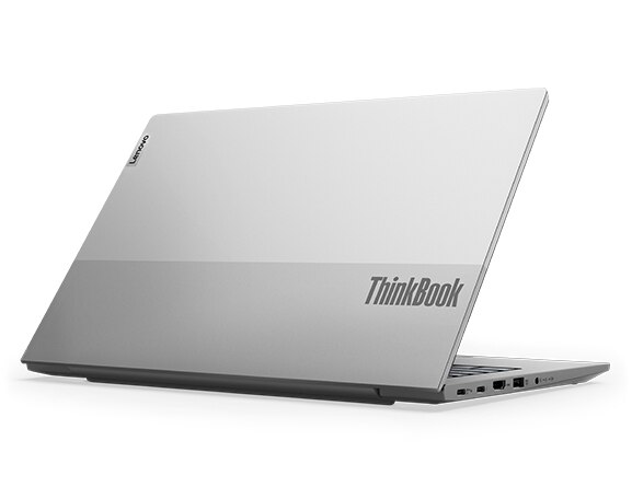 Vista trasera y puertos del lado izquierdo de la computadora portátil Lenovo ThinkBook 14 Gen 5.