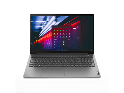 Front view of Lenovo ThinkBook 15 Gen 2 with keyboard showing