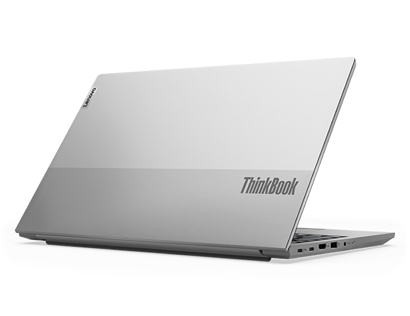 Rear side of Lenovo ThinkBook 15 Gen 5 laptop showing dual-tone Mineral Grey cover.