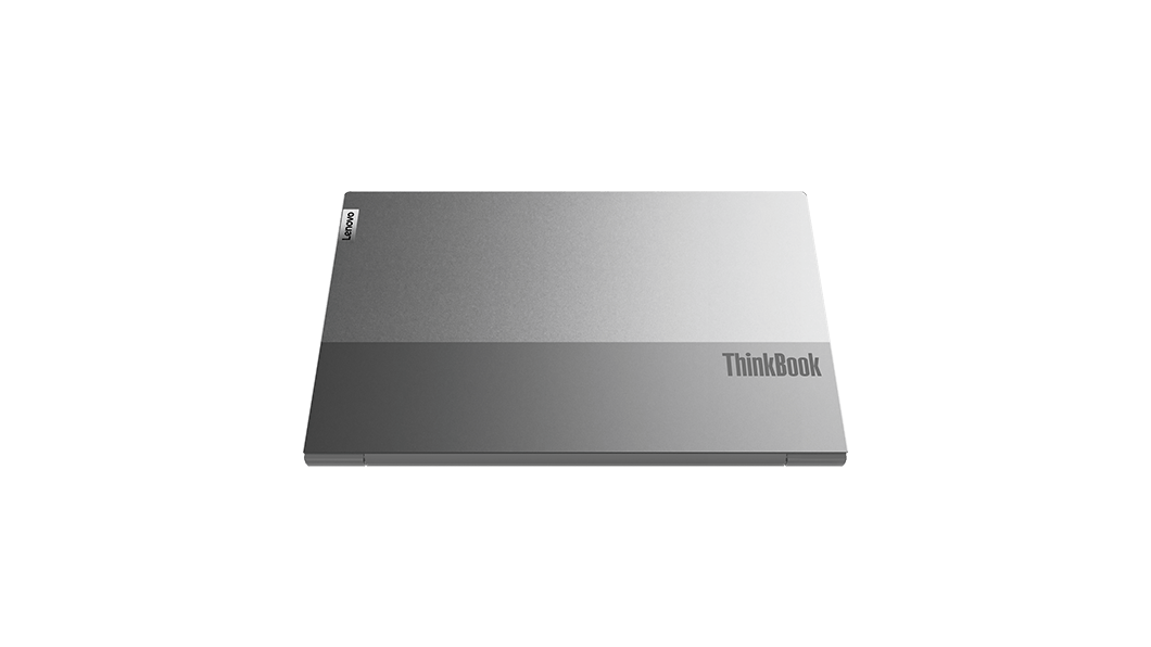 Lenovo ThinkBook 15p Notebook, um 45 Grad geöffnet, Rückansicht