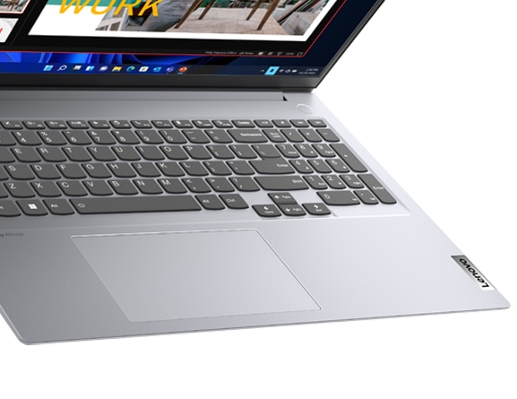 Cropped image of the Lenovo ThinkBook 16 Gen 4 with focus on keyboard.