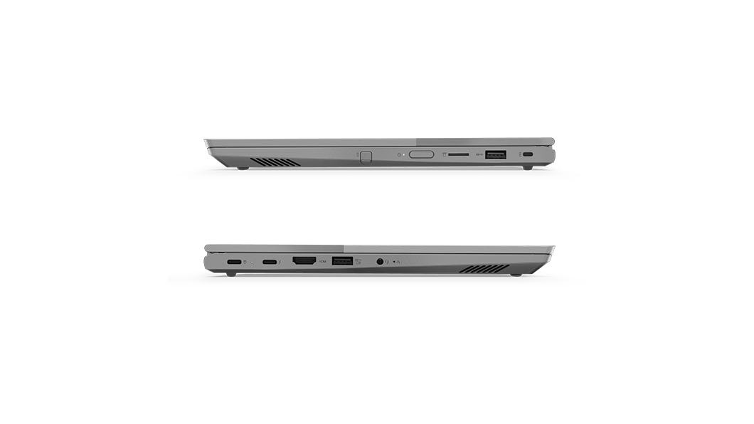 Lenovo ThinkBook 14s Yoga closed, left and right side showing ports
