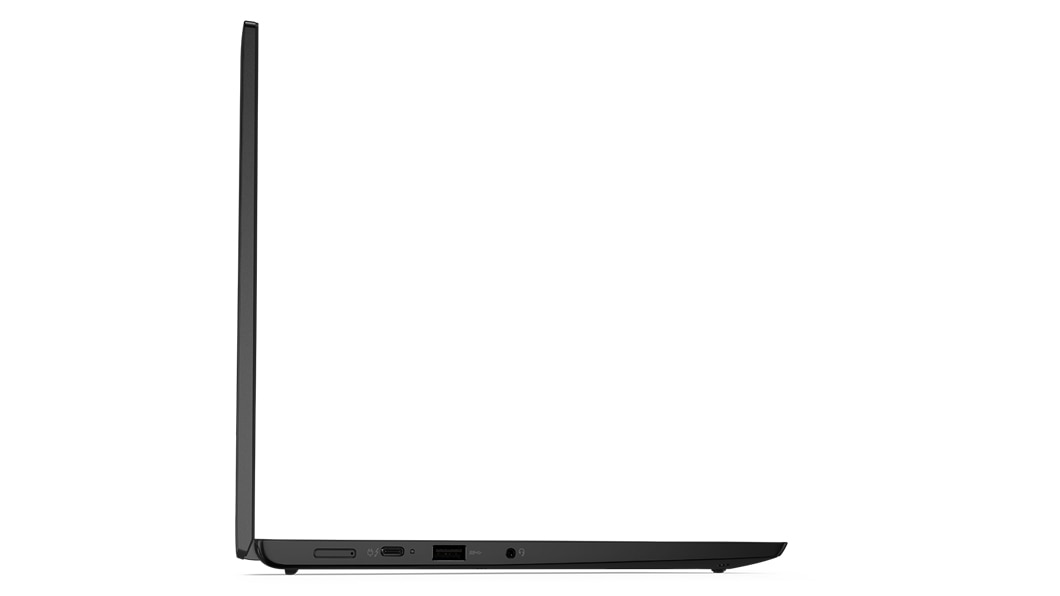 Laptop ThinkPad L13 3ra Gen (13”, Intel) mirando hacia la derecha, vista de perfil lateral