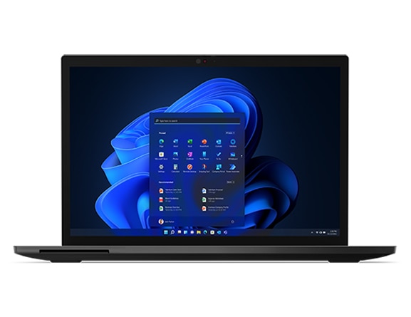 ThinkPad L13 Yoga Gen 3 ‑kannettava edestä kuvattuna, näyttö näkyvissä