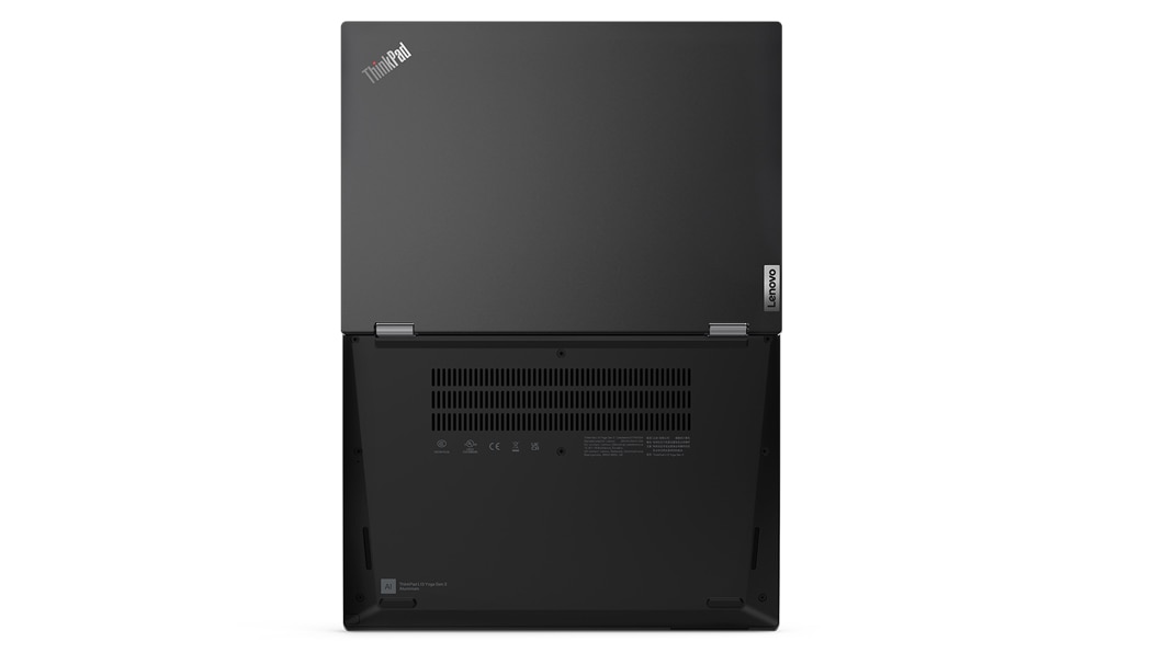 ThinkPad L13 Yoga Gen 3 ‑kannettava, ylä- ja alakansi lintuperspektiivistä