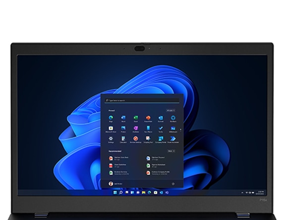 Close up of the display of ThinkPad P15v Gen 3 (15″ Intel) mobile workstation, with Windows 11