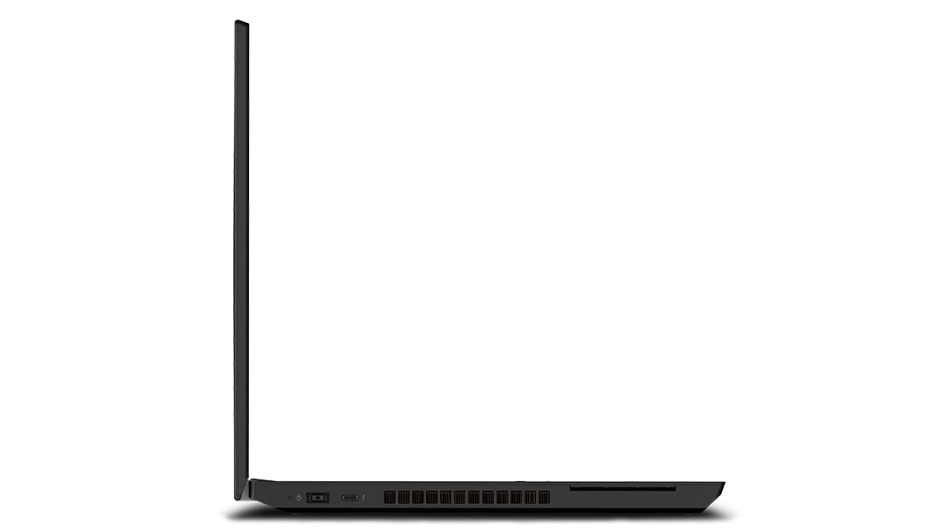 Vista lateral de la Lenovo ThinkPad P15v de 3ra Gen (15”, Intel) abierta a 90 grados