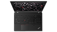 Aerial view of ThinkPad P15v Gen 3 (15″ Intel) mobile workstation, opened 90 degrees, showing keyboard & display