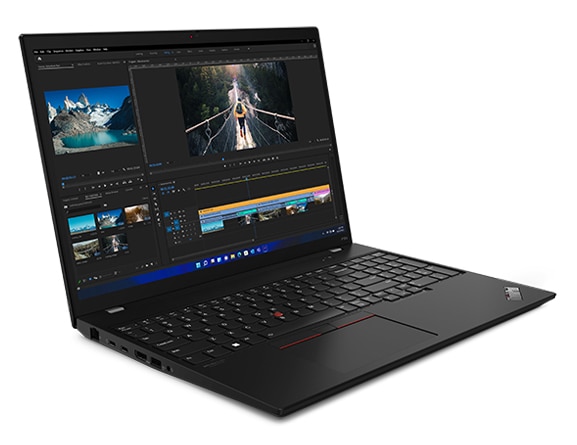 Left side view of front facing ThinkPad P16s (16